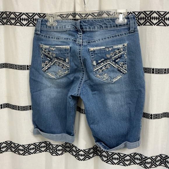 ND Weekend Denim Bermuda Shorts Women's Size 8 Embellished Pockets Blue - Picture 3 of 4
